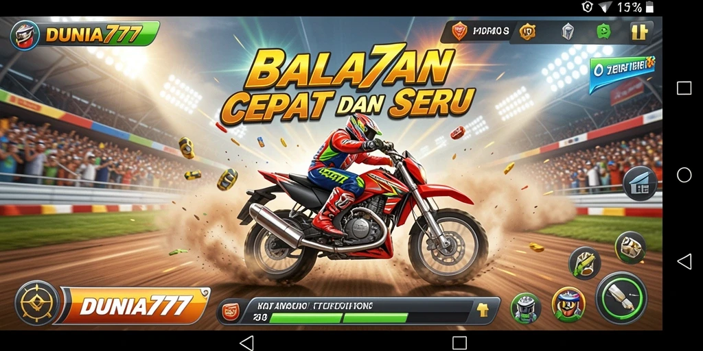 Screenshot DUNIA777 menampilkan aksi balapan seru di lintasan.