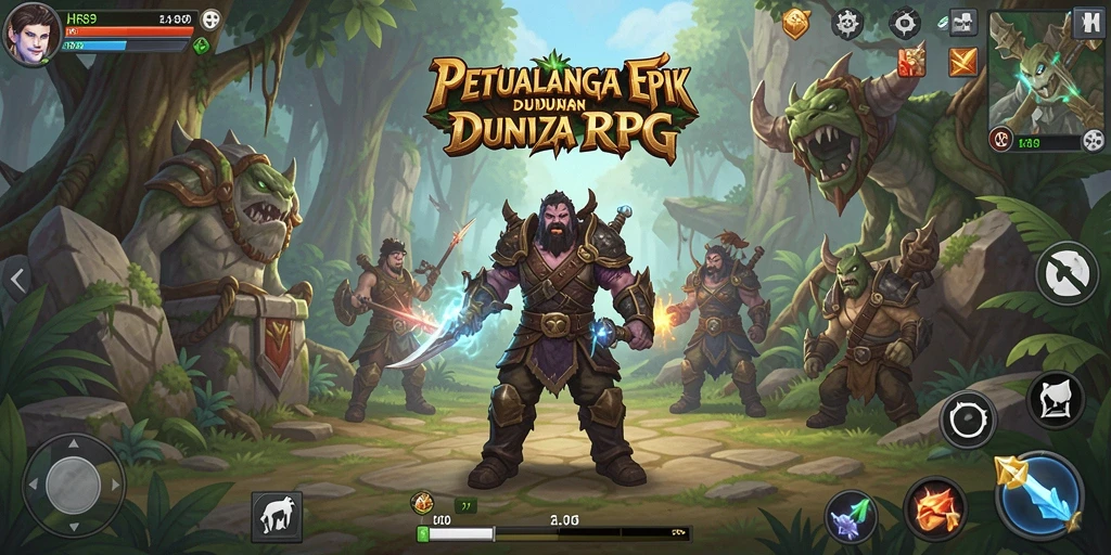 Screenshot menampilkan gameplay RPG yang menegangkan dan penuh aksi.