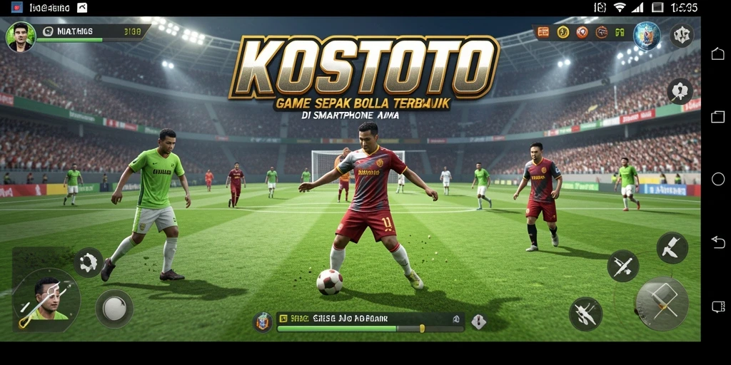 Screenshot gameplay KOSTOTO yang menampilkan aksi sepak bola yang mendebarkan.