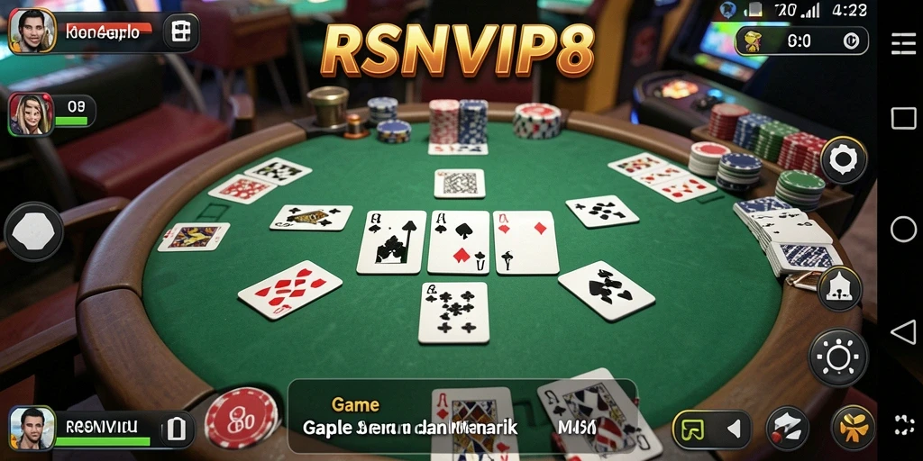 Tampilan gameplay RSNVIP8 dengan suasana permainan Gaple yang menyenangkan.