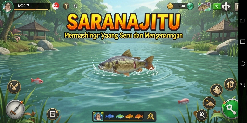 Tampilan gameplay <strong>SARANAJITU</strong> saat menangkap ikan yang penuh tantangan.
